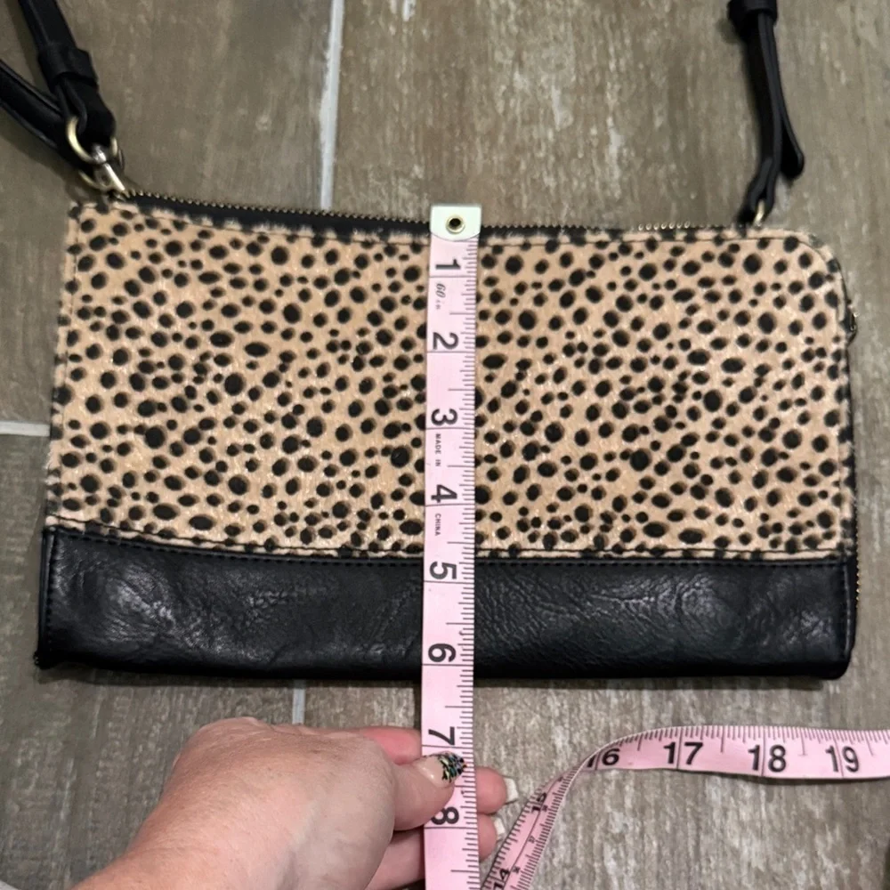 Joy Susan Black and Tan Spotted Clutch